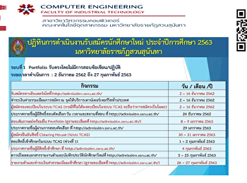 ตารางการรับสมัครนักศึกษา CE SSRU